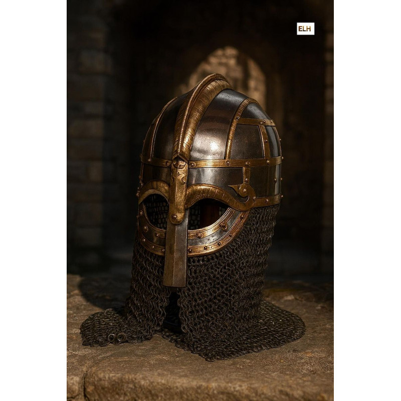 Medieval Steel Viking Vendel Helmet With Chainmail Hand Forged Halloween 5