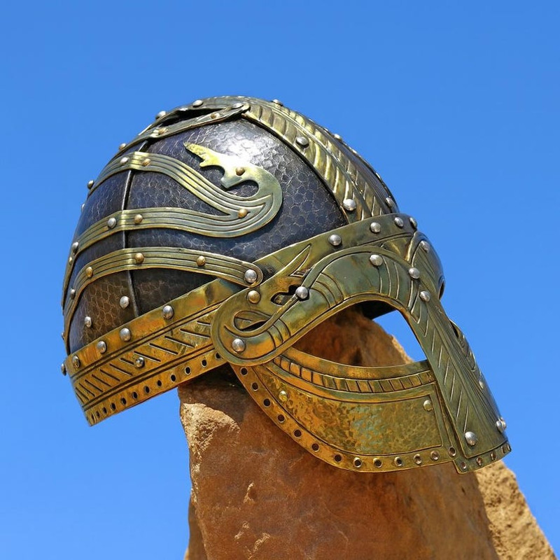 Viking Helmet Replica Handcrafted Medieval Armor With Brass Metal Norse Design LARP Cosplay Collec 2