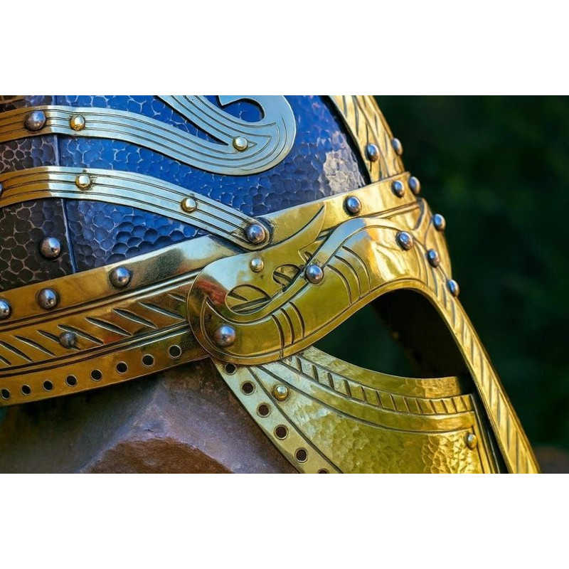 Viking Helmet Replica Handcrafted Medieval Armor With Brass Metal Norse Design LARP Cosplay Collec 4