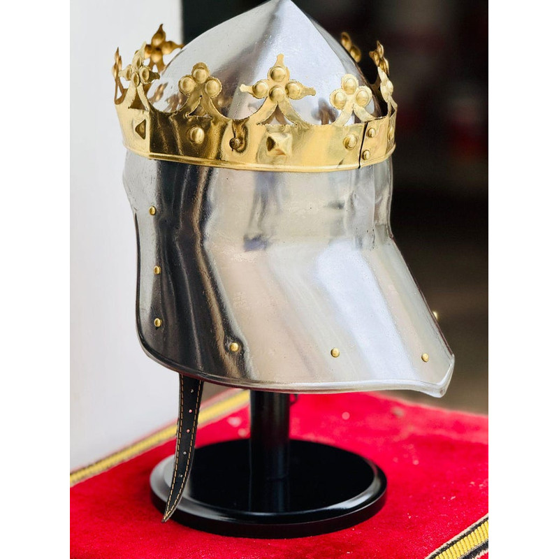 The King Richard Lionheart Helmet King Helmet Medieval Halloween Armor With Display Stand 2