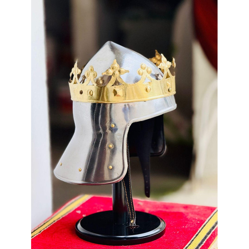 The King Richard Lionheart Helmet King Helmet Medieval Halloween Armor With Display Stand 1