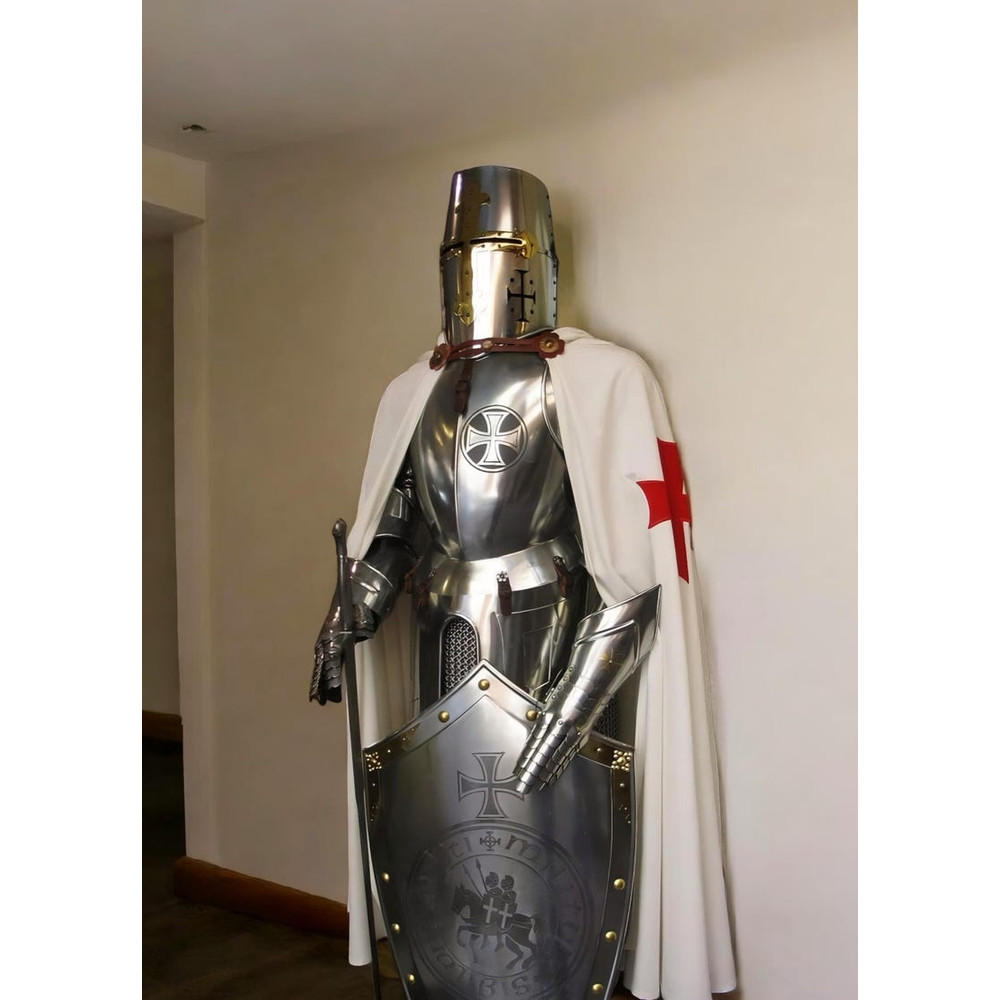 Full Body Medieval Knight Armor Wearable Templar Suit For LARP Cosplay Display 1