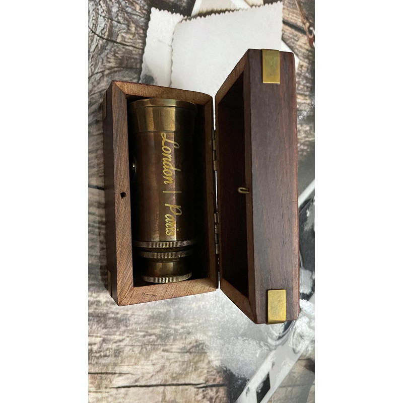 Personalized Brass Pirate Spyglass Engraved Monocular With Wooden Box 2