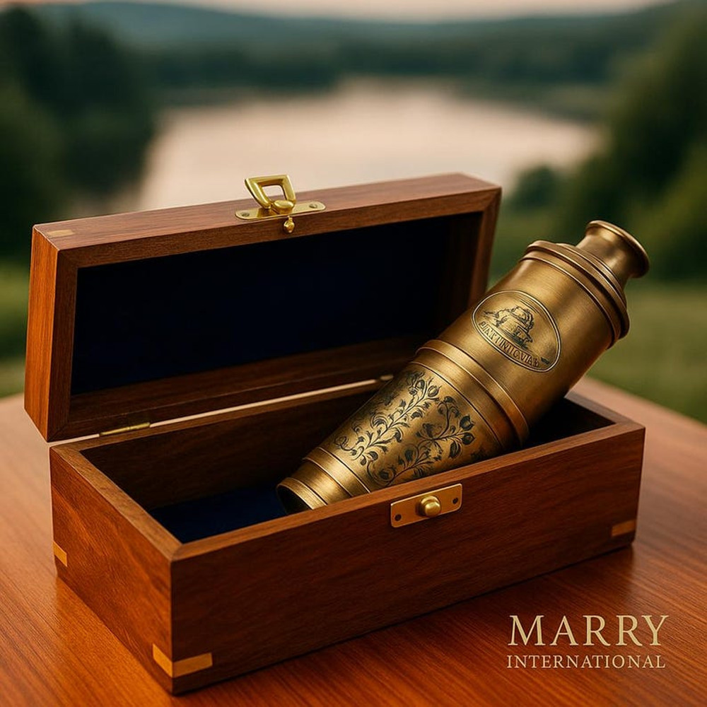 Vintage Brass Telescope With Wooden Box Victorian Spyglass Nautical Maritime Decor Gift For Expl 0