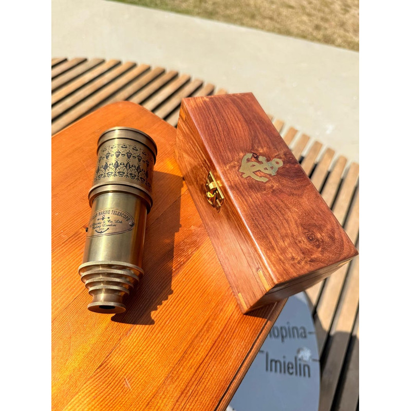 Vintage Brass Telescope With Wooden Box Victorian Spyglass Nautical Maritime Decor Gift For Expl 3