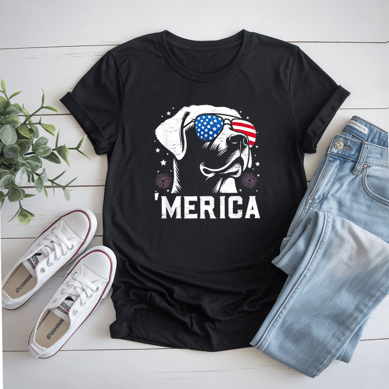 Patriotic Labrador Retriever Dog Merica US Flag 4Th Of July TShirt 0