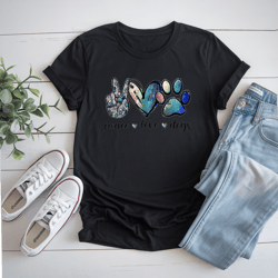 dog lover peace love dogs puppy paw t-shirt