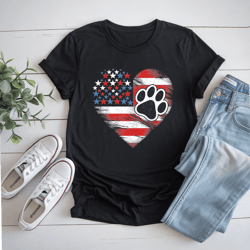 american flag dog and cat paw patriotic 4th of july t-shirt