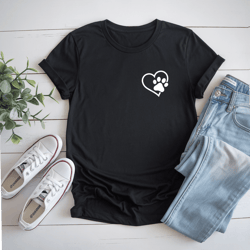 heart with paw for cat or dog lovers t-shirt