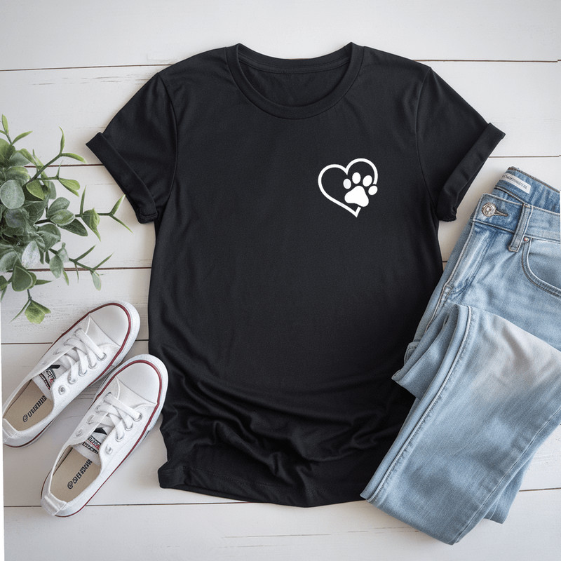 Heart With Paw For Cat Or Dog Lovers TShirt 0