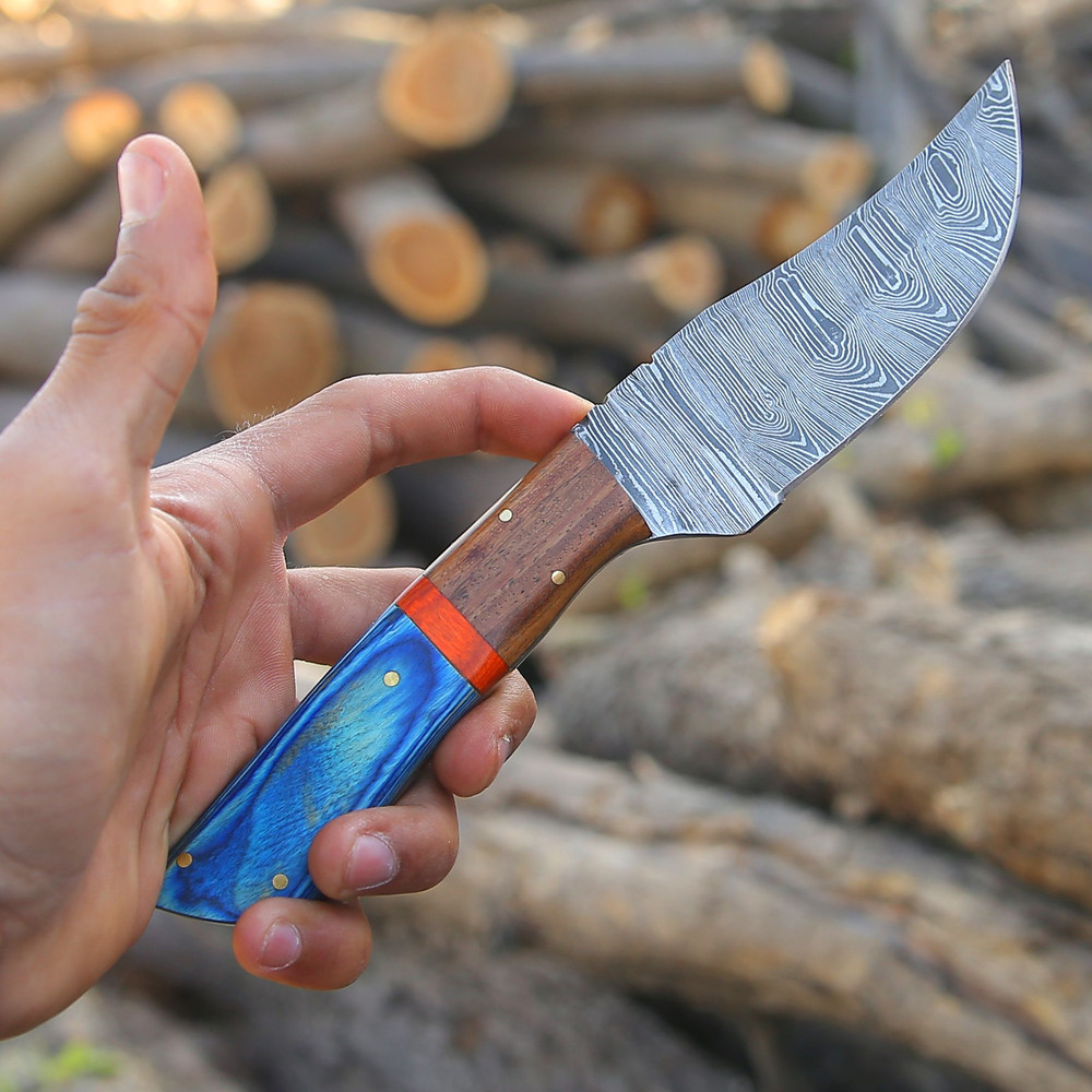 Custom Handmade Damascus Steel Hunting Knife Fixed Blade Skinning Knives For Camping Outdoor Survi 1