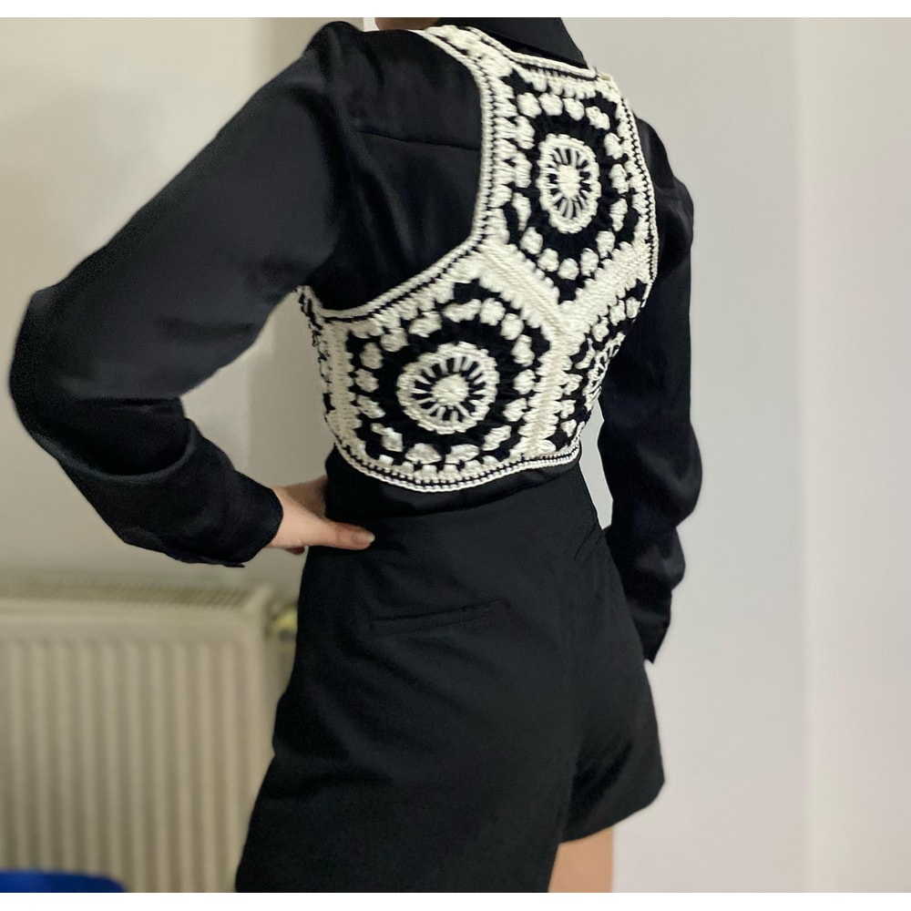 Crochet Crop Sweater Pattern Motif Style DIY Vest PDF Boho Summer Top Tutorial For Beginners 3