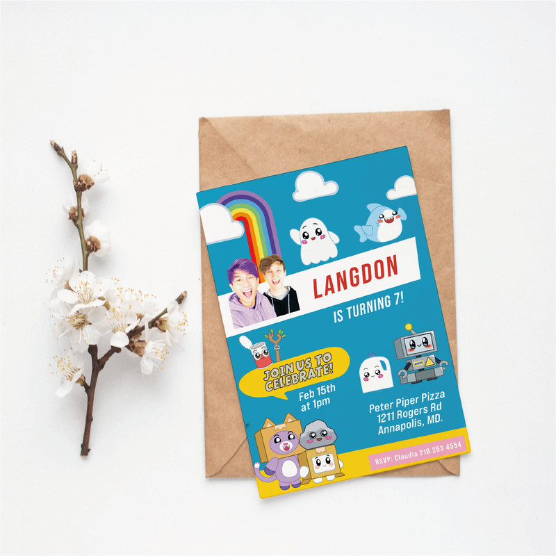 LankyBox Birthday Invitation Justin Adam Party Printable LankyBox Digital Invite 2