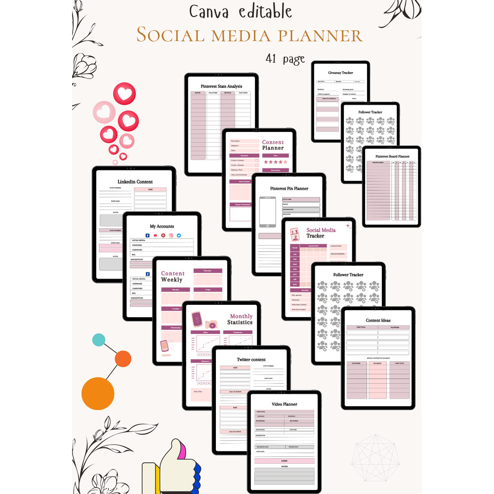 All In One Digital Planner Canva Editable Wedding Budget Social Media Garden Premium Plannerreading 5