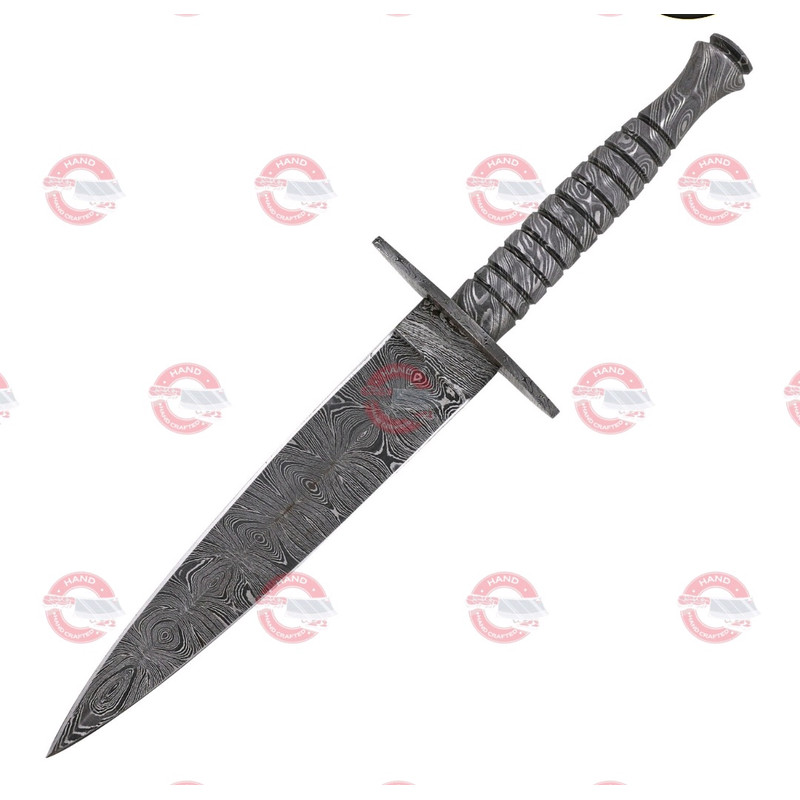 Full Damascus Steel Commando Knife Pattern Welded Steel Full Tang Replica JSOC Dagger Leather Sheat 0
