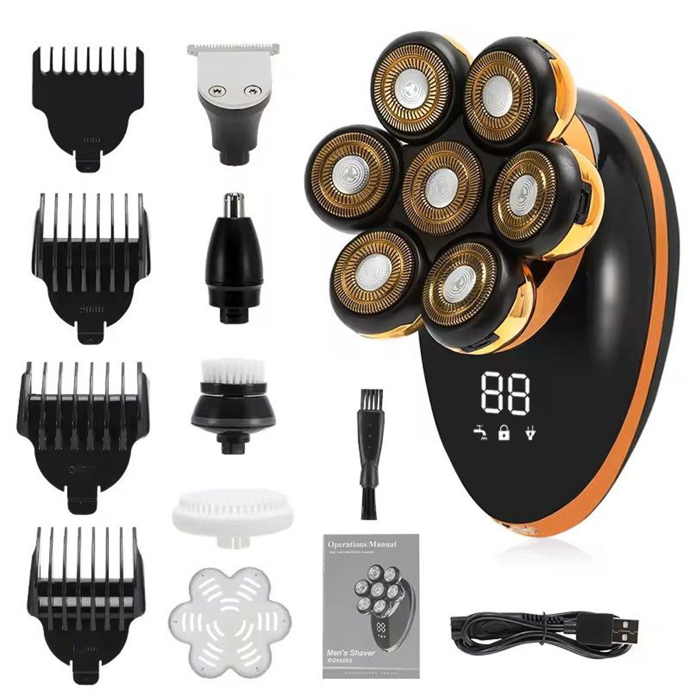 7D Floating Head Electric Shaver  Waterproof Bald Head And Beard Trimmer With LCD Display For Wet A 1