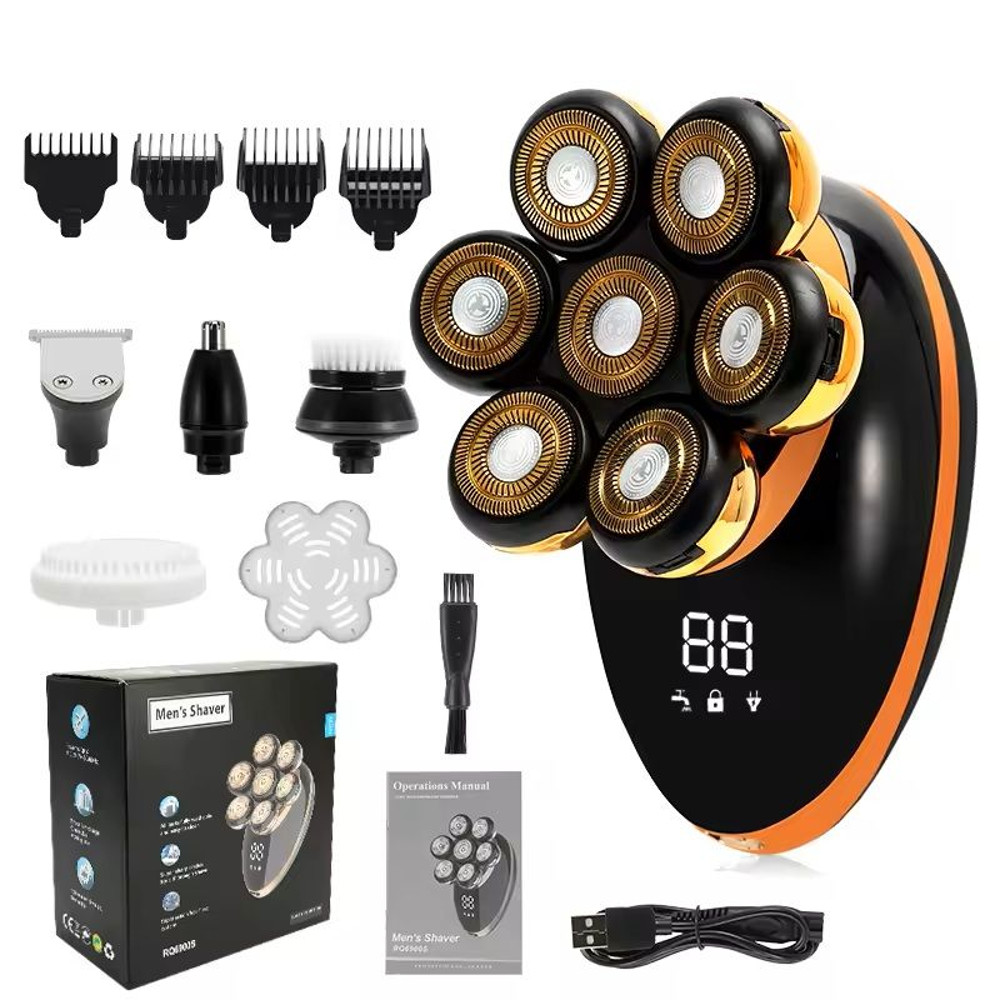 7D Floating Head Electric Shaver  Waterproof Bald Head And Beard Trimmer With LCD Display For Wet A 2