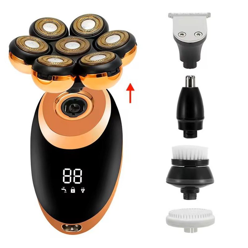 7D Floating Head Electric Shaver  Waterproof Bald Head And Beard Trimmer With LCD Display For Wet A 9