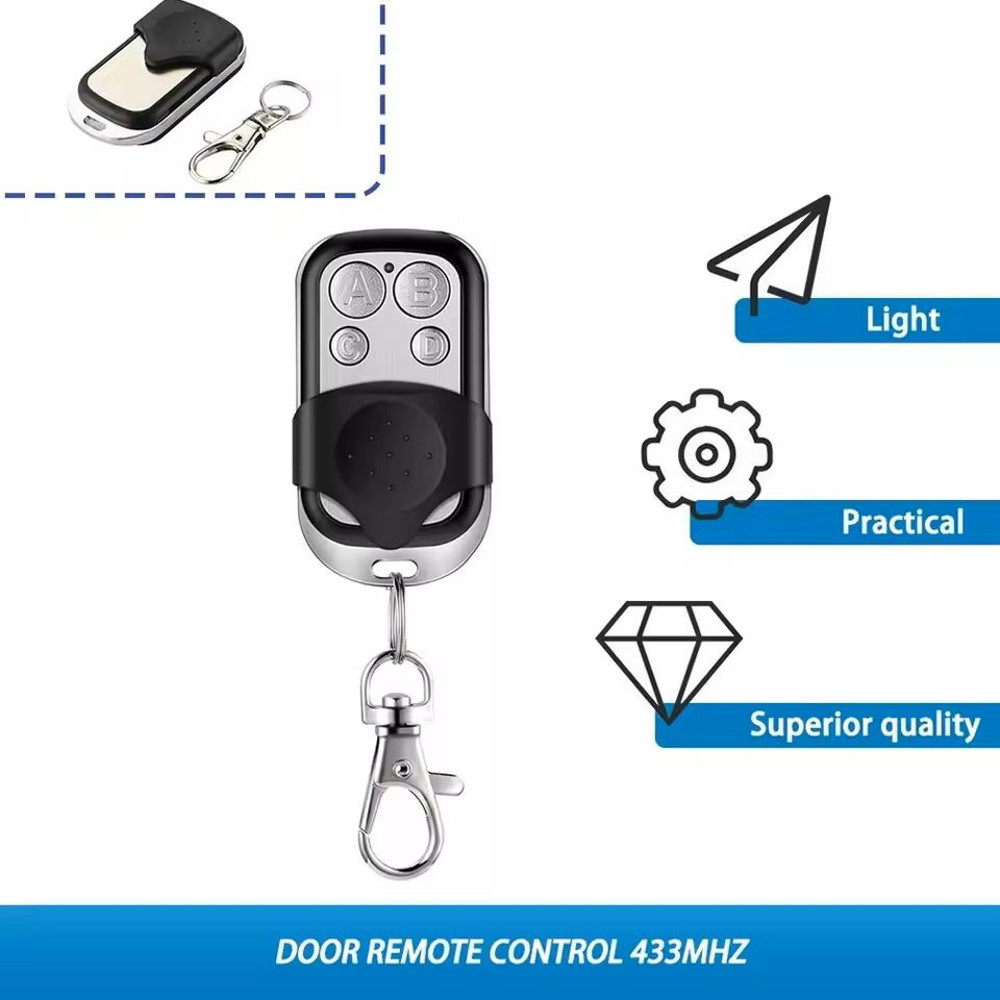 433MHz Universal Garage Door Remote – 4-Button Lock/Unlock Metal Transmitter for Gates, Doors & Security Systems
