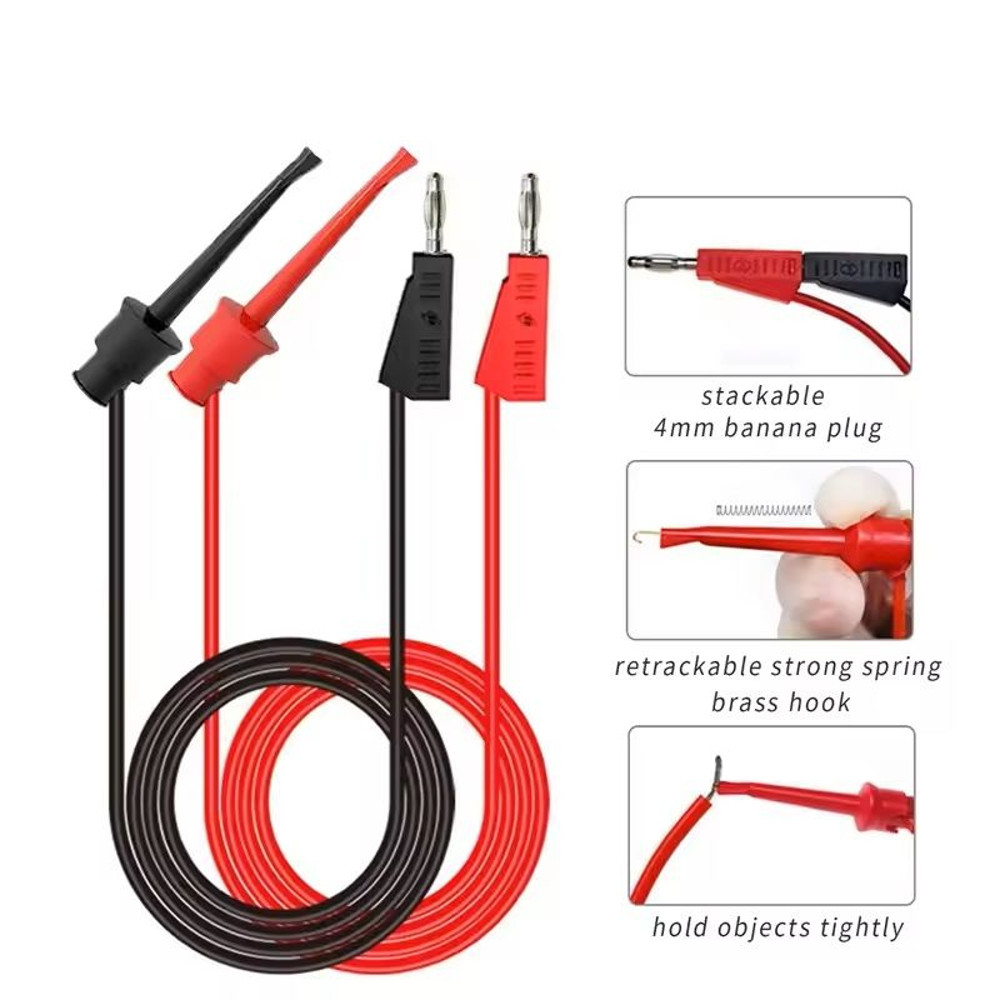 18PCS Multimeter Test Lead Kit  4mm Banana Plug To Alligator Clip And Test Hook Probes For Electric 1
