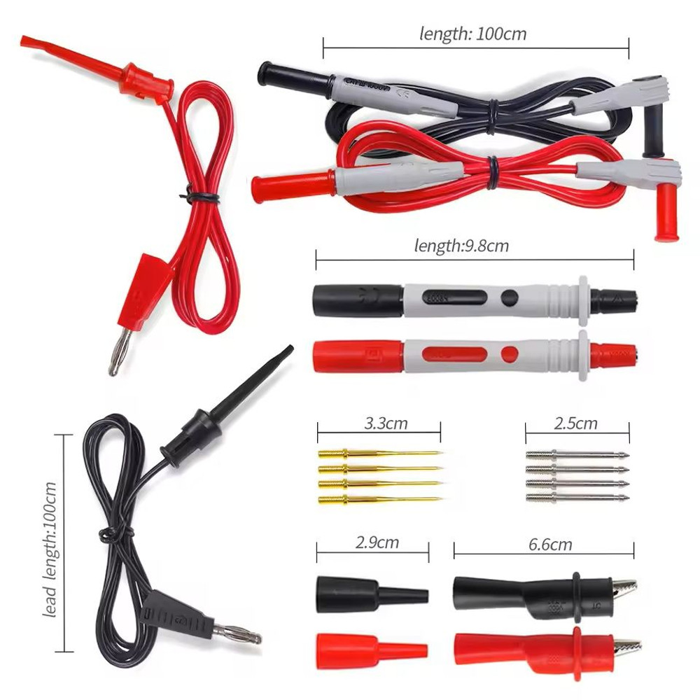 18PCS Multimeter Test Lead Kit  4mm Banana Plug To Alligator Clip And Test Hook Probes For Electric 4