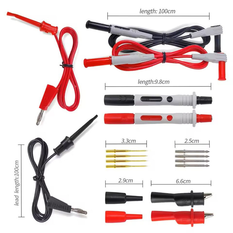 18PCS Multimeter Test Lead Kit  4mm Banana Plug To Alligator Clip And Test Hook Probes For Electric 4