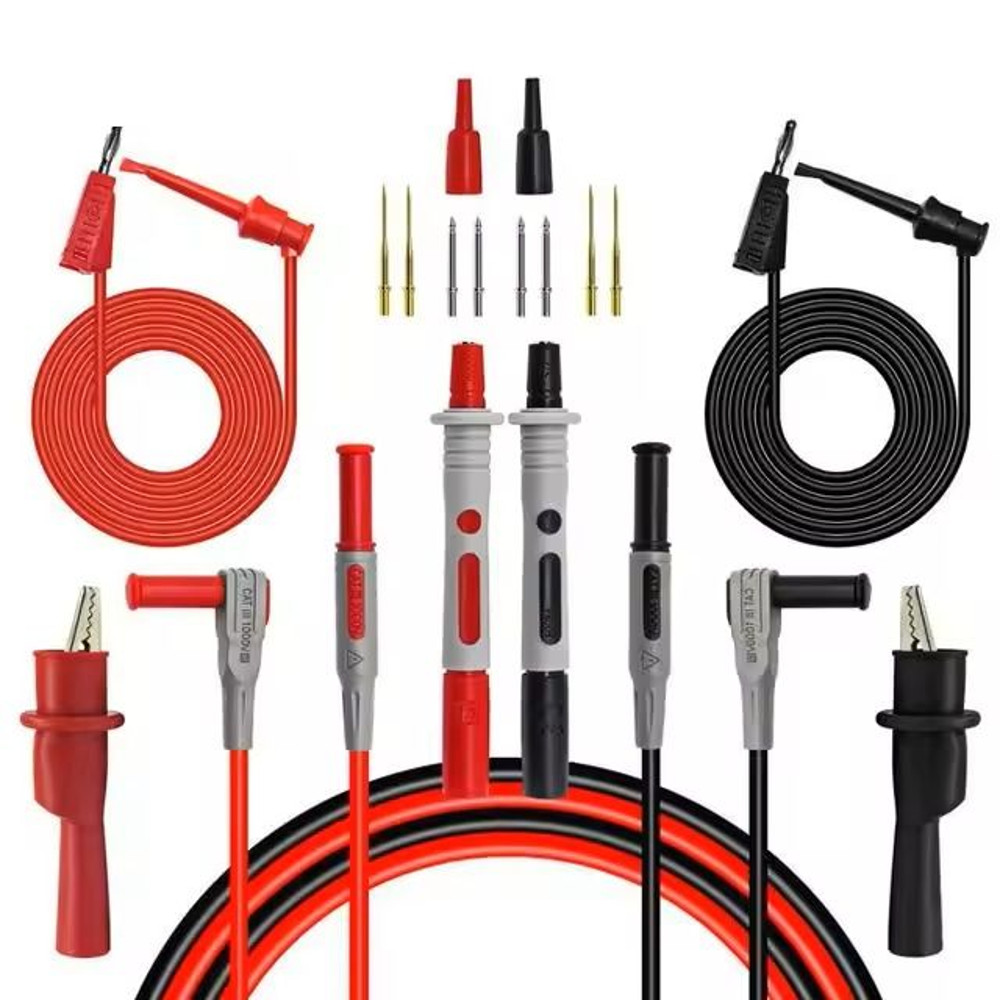 18PCS Multimeter Test Lead Kit  4mm Banana Plug To Alligator Clip And Test Hook Probes For Electric 5
