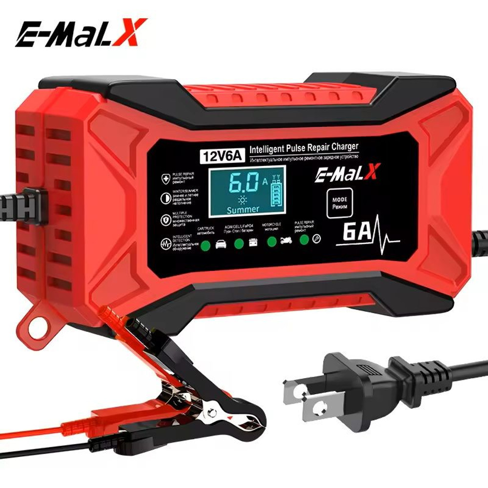 12V 6A Smart Pulse Repair Car Battery Charger  Fast Charging For LiFePO4 AGM GEL  LeadAcid Batterie 0