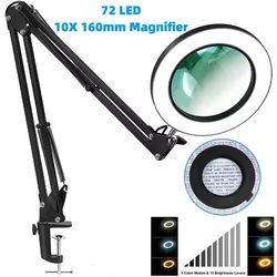 72-led 8x/10x illuminated magnifying lamp – precision lighting for crafts, repairs & beauty