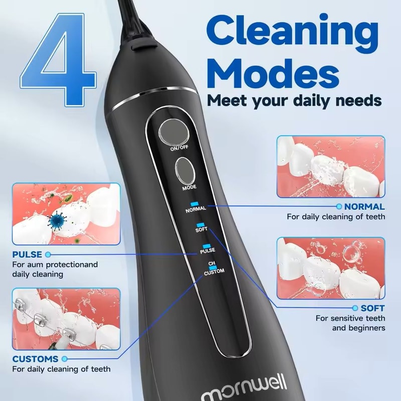 Portable Cordless F18 Oral Irrigator 3 Modes Waterproof Rechargeable 4 Nozzles 1