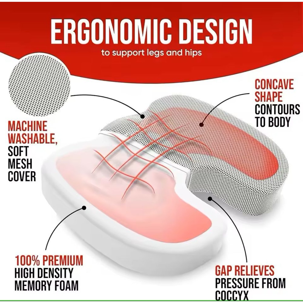 Ergonomic Memory Foam Office Seat Cushion Tailbone Posture Support For Long Sitting 1