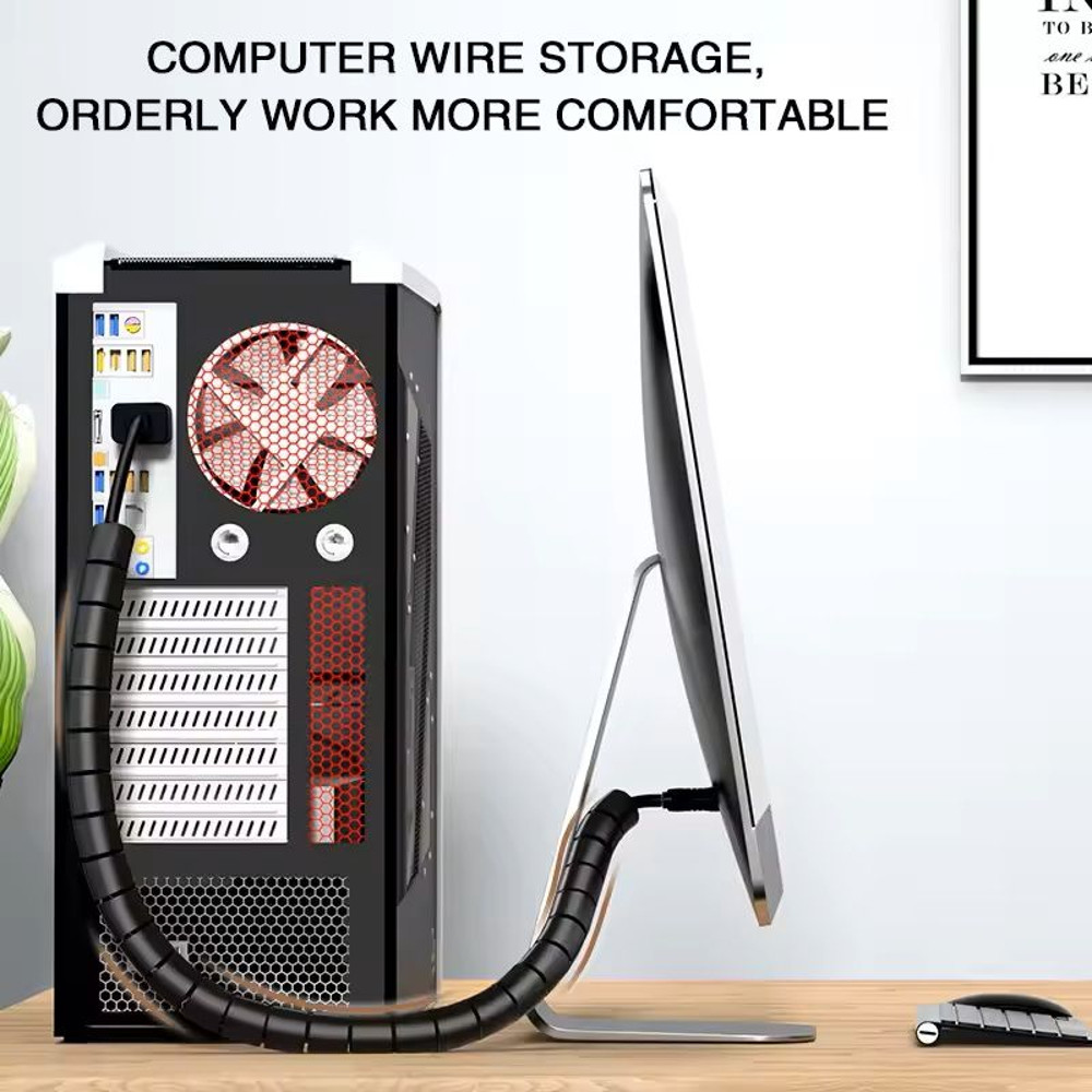 Flexible Spiral Cable Organizer  2M Length 10mm16mm Diameter Durable Wire Management Sleeve 12