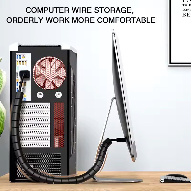 Flexible Spiral Cable Organizer  2M Length 10mm16mm Diameter Durable Wire Management Sleeve 12