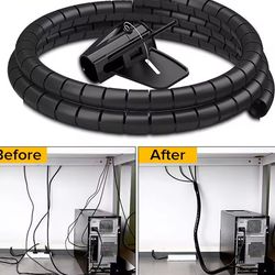 flexible spiral cable organizer – 2m length, 10mm/16mm diameter, durable wire management sleeve