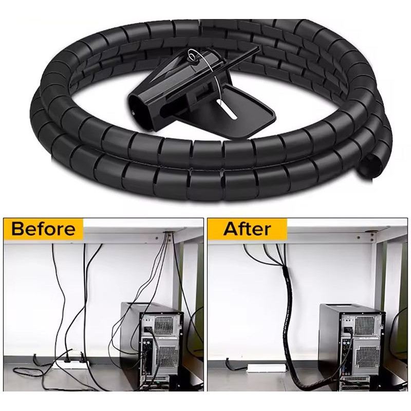 Flexible Spiral Cable Organizer  2M Length 10mm16mm Diameter Durable Wire Management Sleeve 0