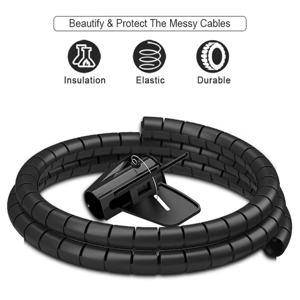 Flexible Spiral Cable Organizer  2M Length 10mm16mm Diameter Durable Wire Management Sleeve 4