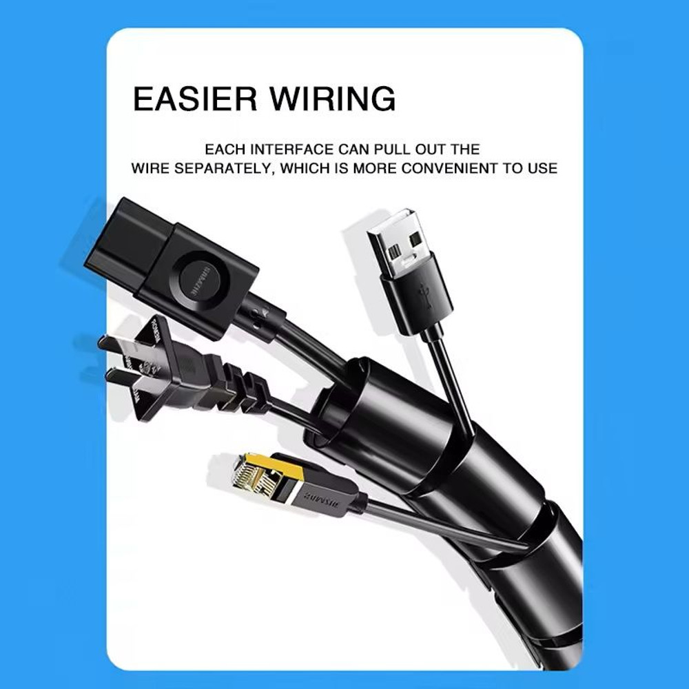 Flexible Spiral Cable Organizer  2M Length 10mm16mm Diameter Durable Wire Management Sleeve 8