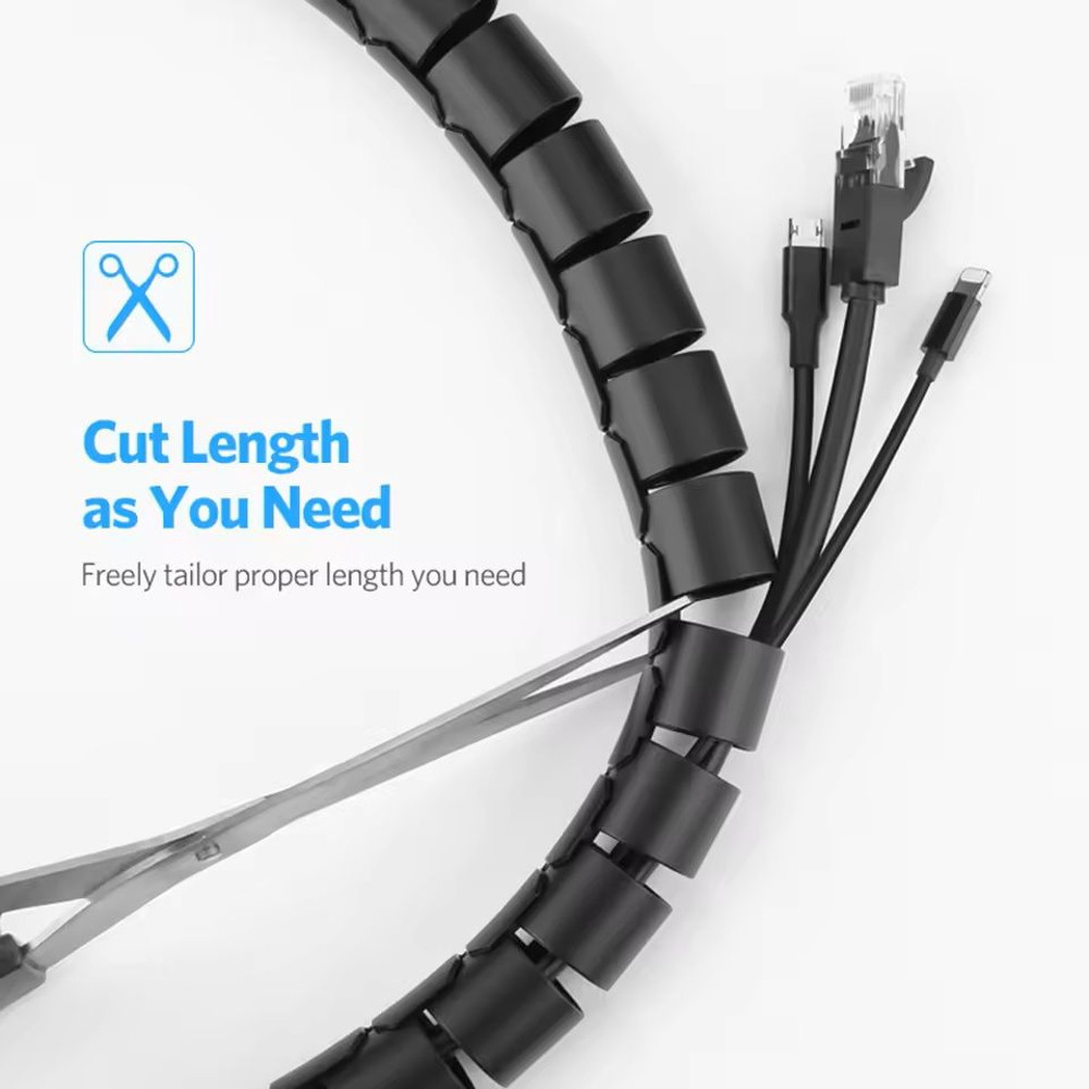 Flexible Spiral Cable Organizer  2M Length 10mm16mm Diameter Durable Wire Management Sleeve 9