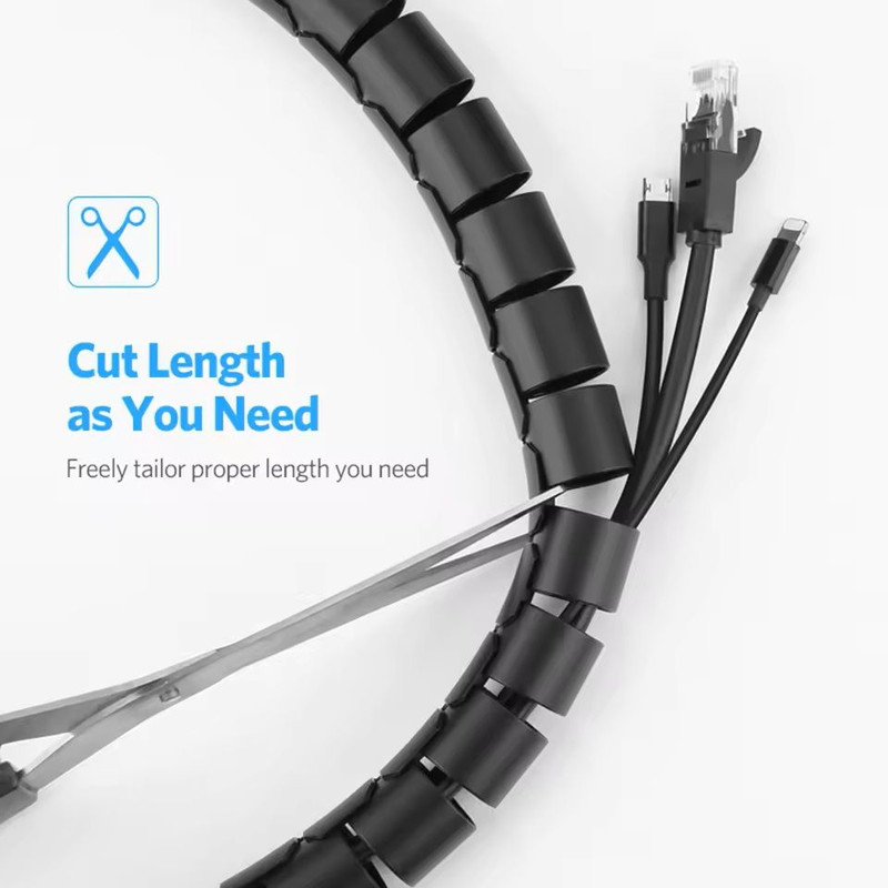 Flexible Spiral Cable Organizer  2M Length 10mm16mm Diameter Durable Wire Management Sleeve 9