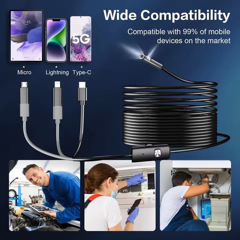8mm 1080P Waterproof Endoscope Camera Compatible With IPhone Android And TypeC Devices 4