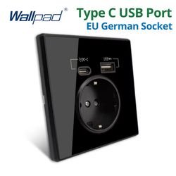 sleek crystal panel wall outlet with dual usb charging – type-c & type-a ports, eu standard