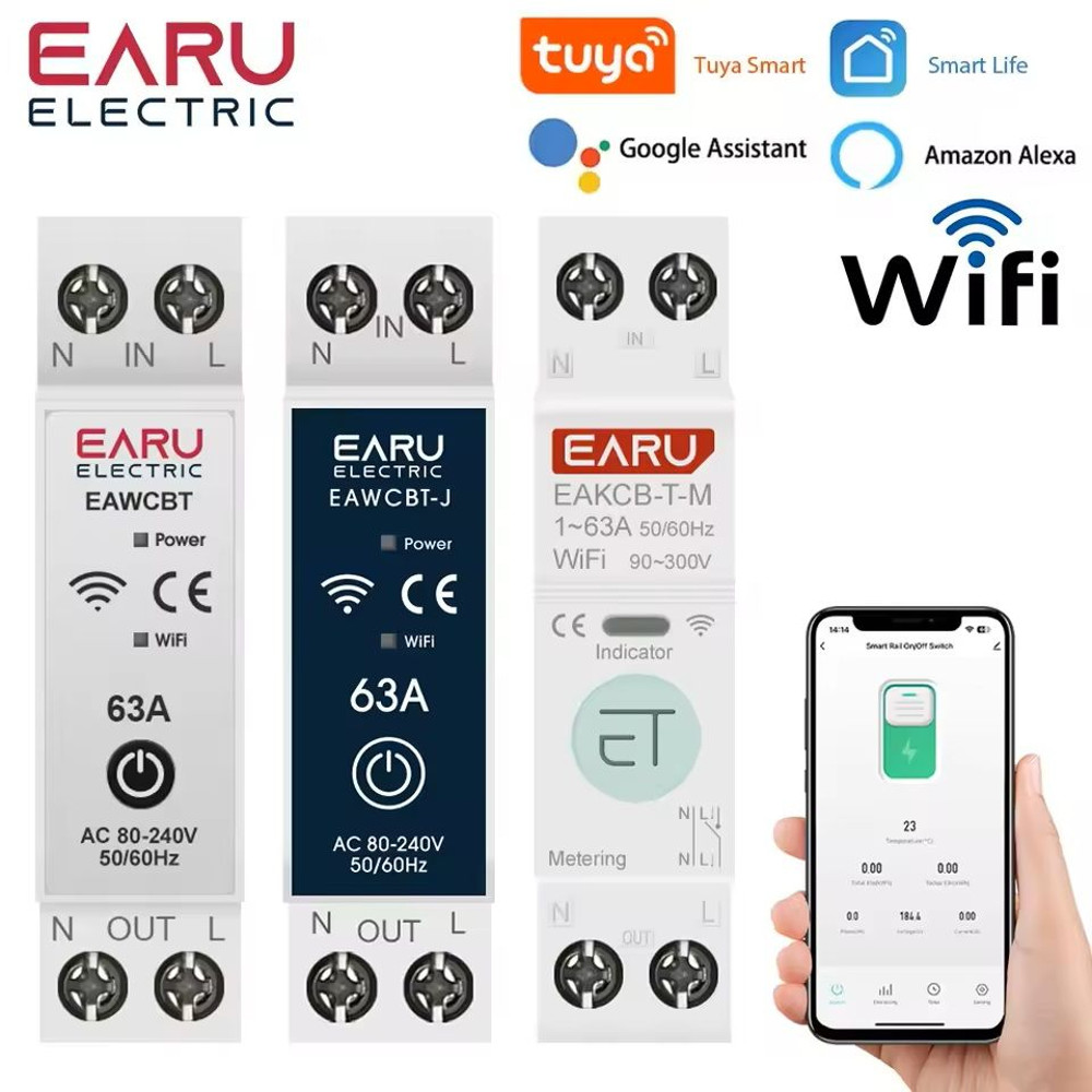 WiFi Smart Circuit Breaker  1PN 63A With Energy Monitoring And Voice Control 0