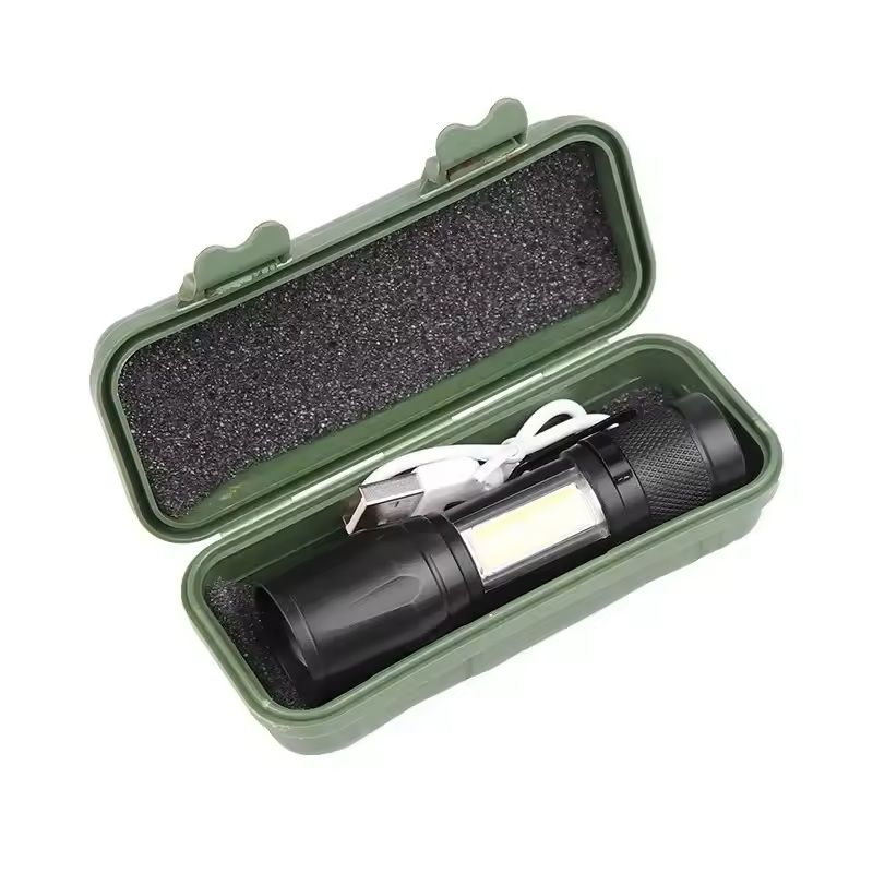 Mini LED Flashlight With COBXPE USB Rechargeable Zoomable Focus Tactical Design With Pen Clip 6