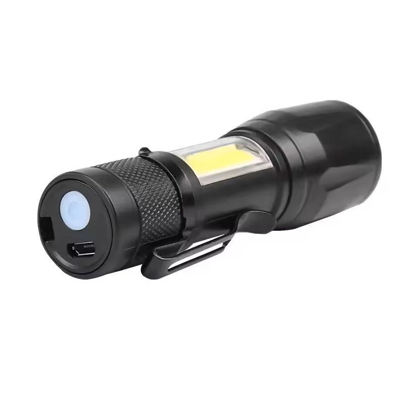Mini LED Flashlight With COBXPE USB Rechargeable Zoomable Focus Tactical Design With Pen Clip 9