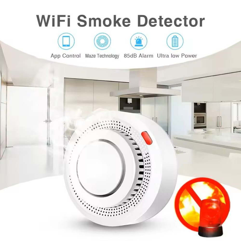 Smart WiFi Smoke Detector Alarm With Fire Protection And Home Security Features 2