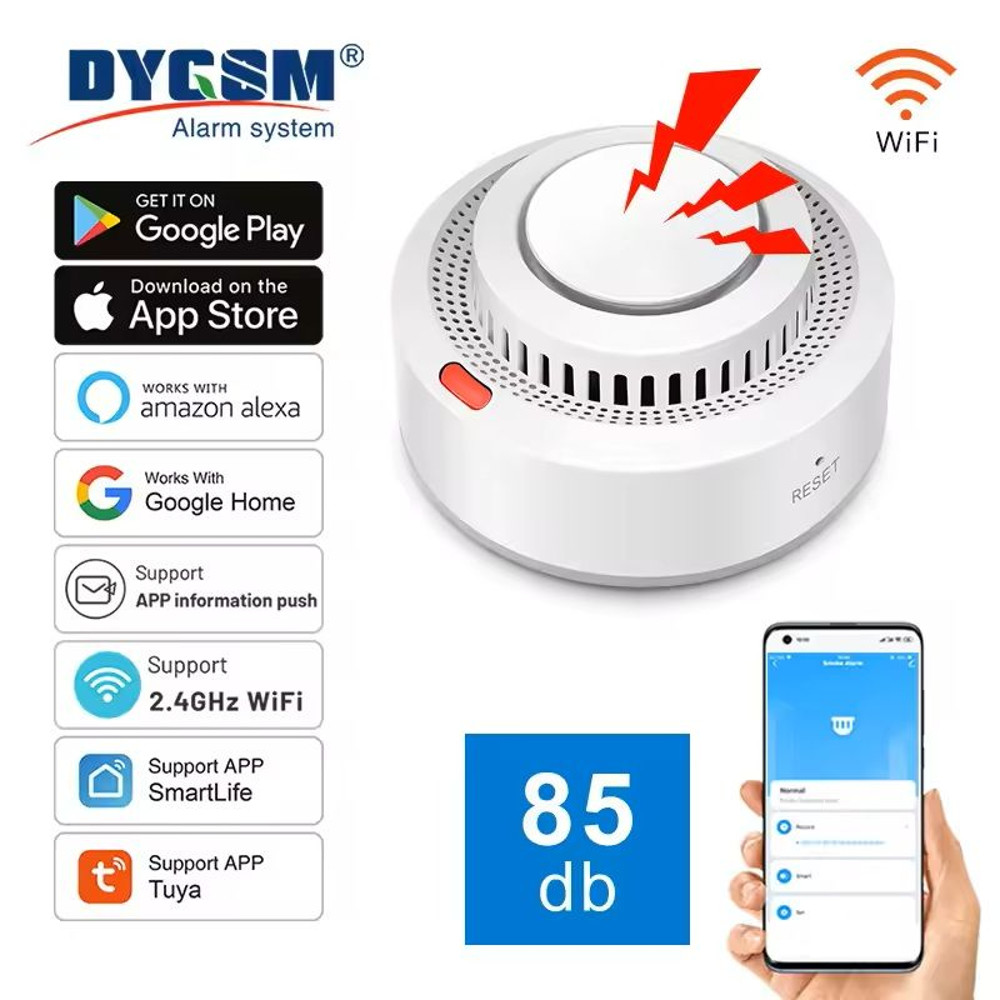 Smart WiFi Smoke Detector Alarm With Fire Protection And Home Security Features 0