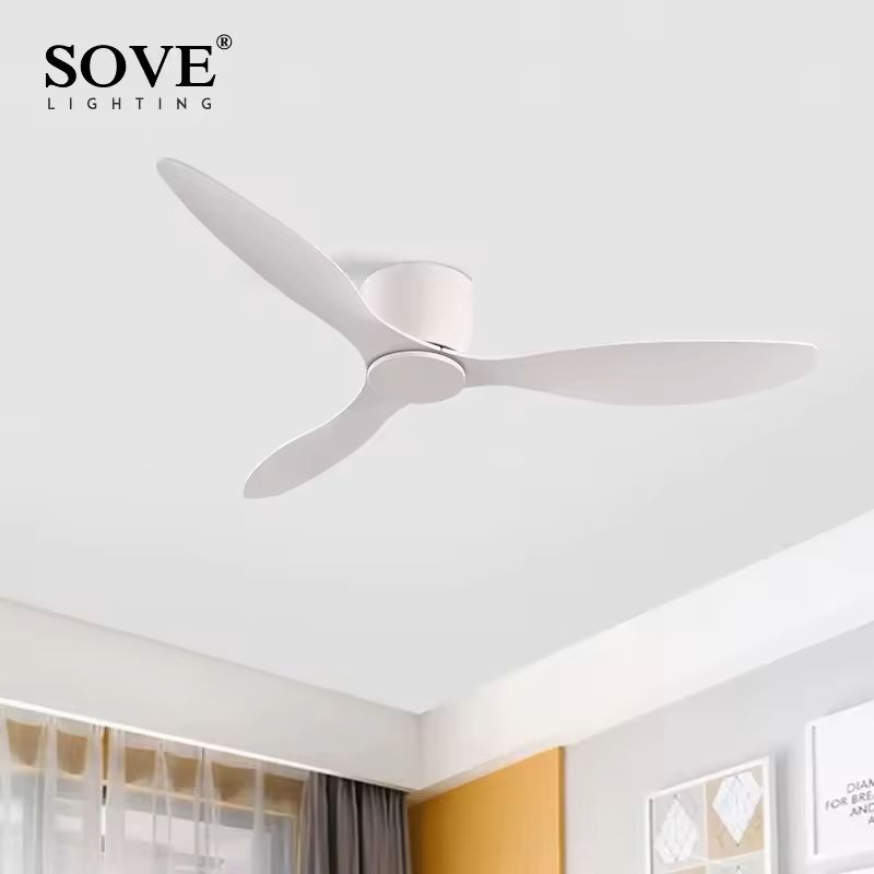 Ultra Thin Low Profile DC Ceiling Fan With Remote Control 17cm White Flush Mount No Light 1