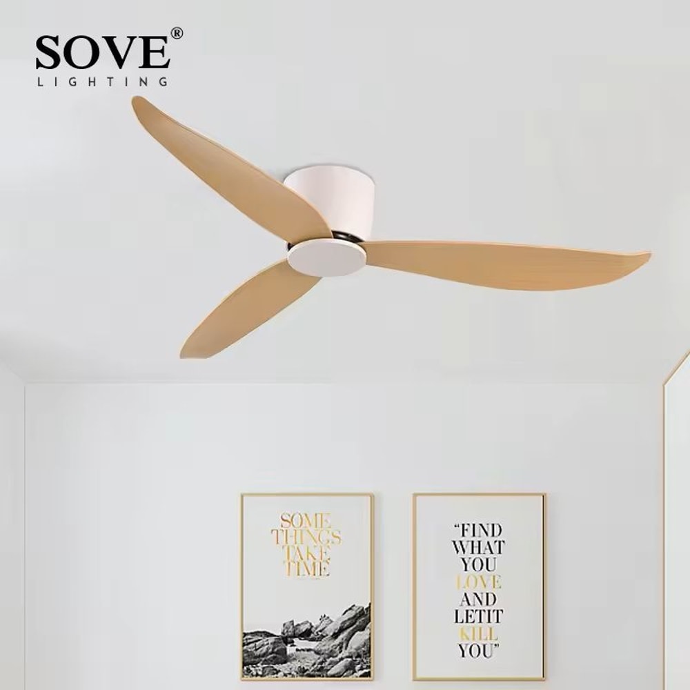 Ultra Thin Low Profile DC Ceiling Fan With Remote Control 17cm White Flush Mount No Light 0