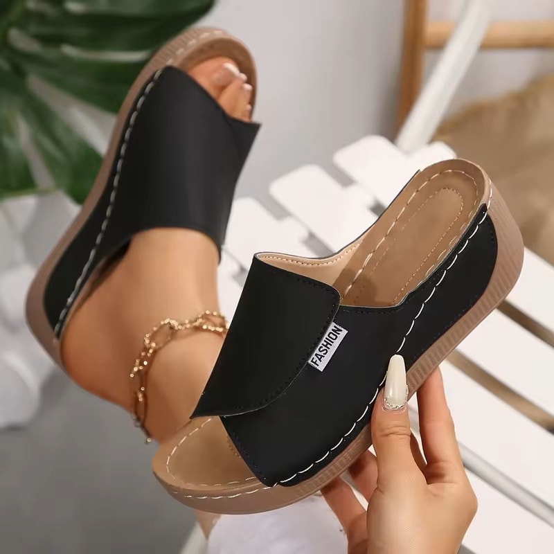 Women Wedge Slippers Open Toe Summer Sandals With Buckle And Breathable Comfort 3