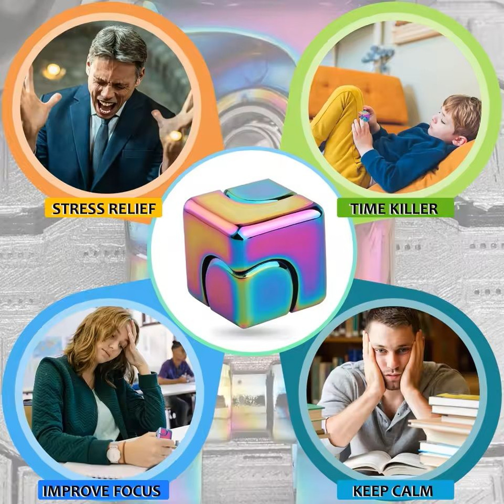 Alloy Cube Spinner Fidget Toy For Adults Anti Stress Portable Finger Gyroscope 1